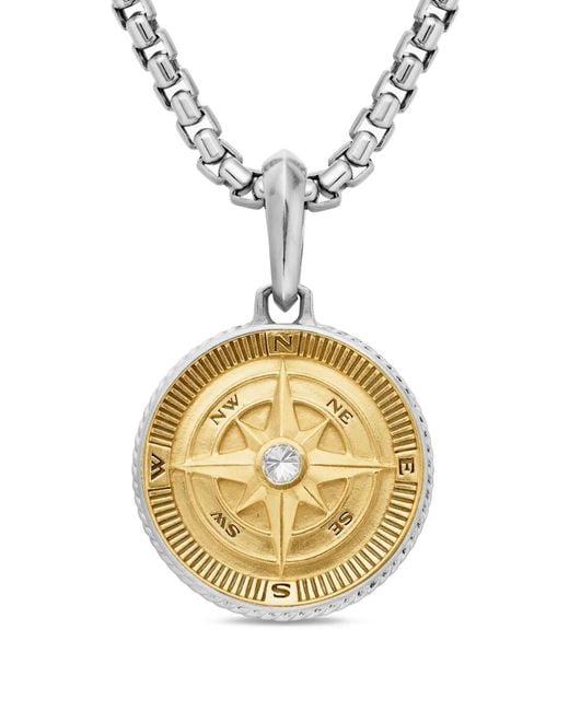 David Yurman Metallic 18Kt And Sterling Maritime Compass Diamond Amulet (29.5Mm) for men