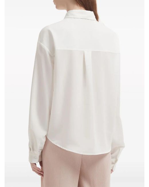 B+ AB White Gathered-Detail Long-Sleeve Shirt