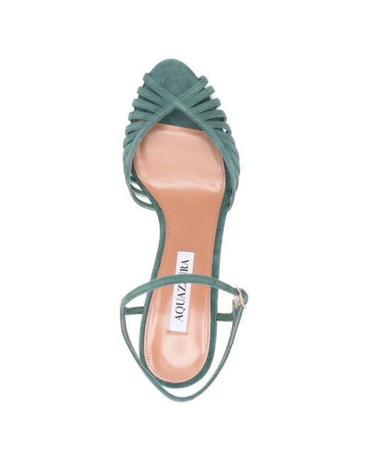 Aquazzura Metallic Caged-Strap Suede Sandals