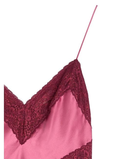 LoveShackFancy Pink Lace V-Neck Top