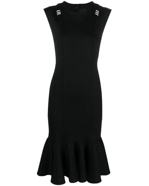 Givenchy Black Crystal-Embellished Peplum-Hem Dress