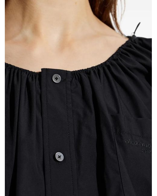 Alexander Wang Blue Off-Shoulder Button-Up Mini Dress