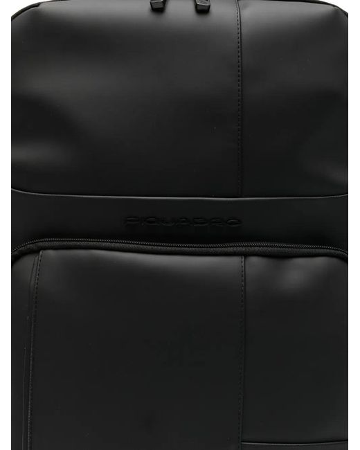 Piquadro Black Logo-Lettering Backpack for men