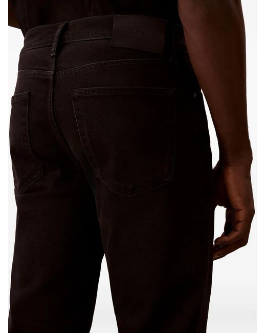 Calvin Klein Black Logo-Patch Straight-Leg Jeans for men
