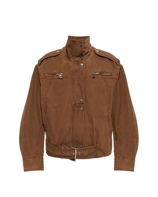 Blumarine Brown Zipped Belted Jacket