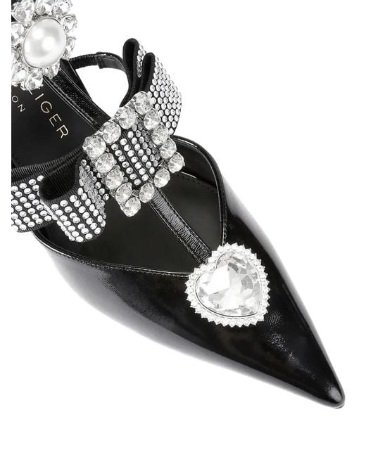 Kurt Geiger Black Bow Point Gladiator Embellished Pumps