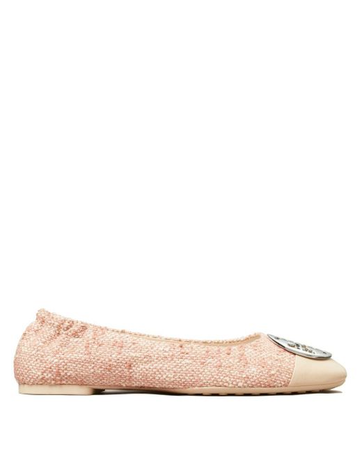 Tory Burch Pink Claire Double T Ballerina Shoes