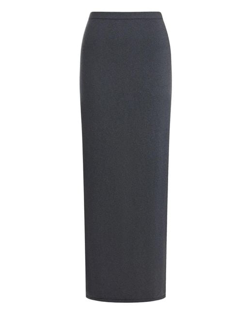 12 STOREEZ Gray Rear-Slit Wool-Cashmere Skirt
