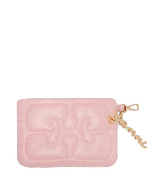 Ganni Pink Logo-Charm Wallet