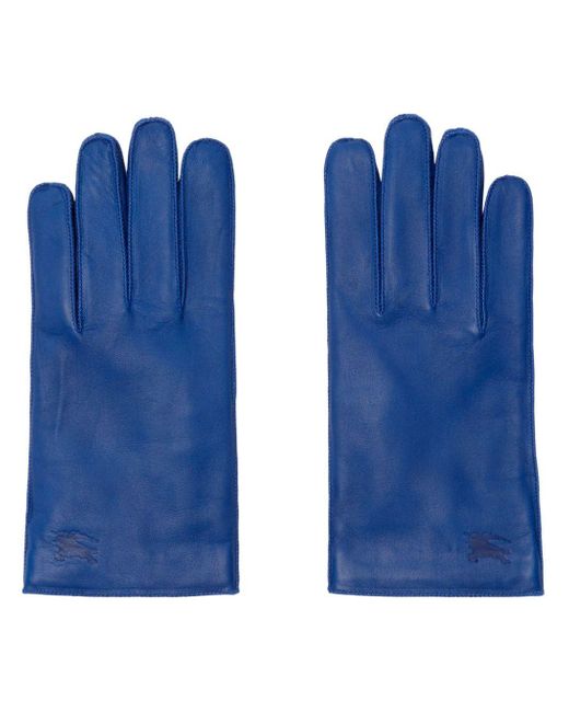 Burberry Blue Equestrian Knight Leather Gloves for men