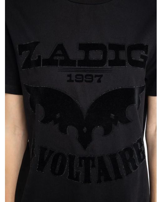 Zadig & Voltaire Edwin T-Shirt Verfraaid Met Vleermuis En Logo in het Black