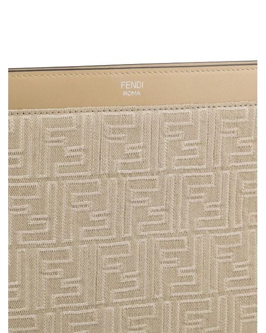 Fendi Mittelgroße Clutch aus FF-Jacquard in Natural für Herren