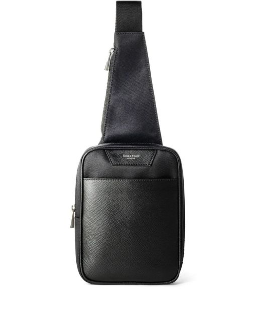 Serapian Black Sling Evoluzione-leather Backpack