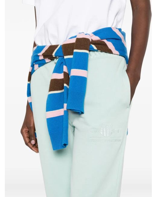 Gant Blue Drawstring-Fastening Logo-Embroidered Track Pants