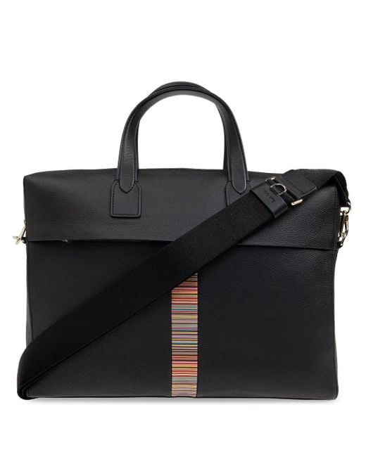 Paul Smith Black Stripe-Detailing Laptop Bag for men
