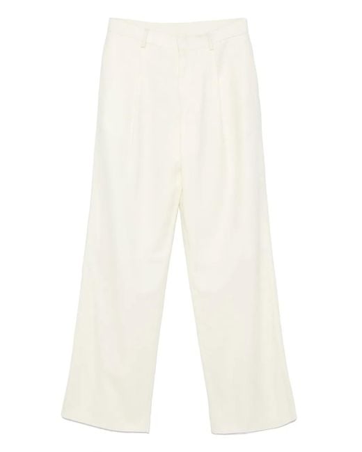 Lardini White Pleated Wool Trousers for men