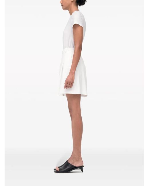 Another Tomorrow White High-Waisted Pleated Shorts