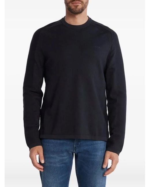 Boss Blue Raglan-Sleeve Logo Sweatshirt for men