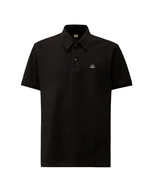 C P Company Black Short-Sleeve Point-Collar Cotton Polo Shirt for men