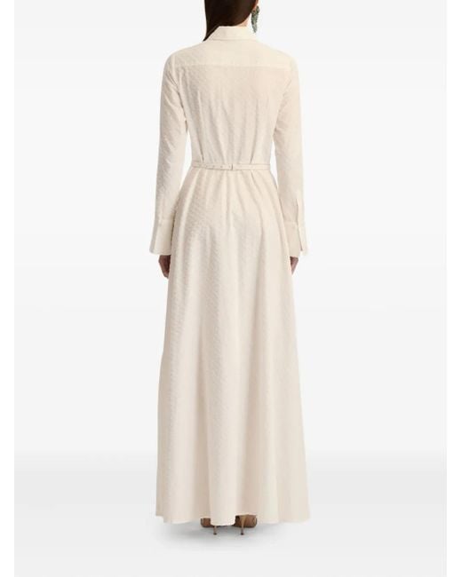 Oscar de la Renta Natural Long-Sleeve Maxi Dress