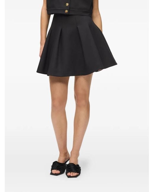 Karl Lagerfeld Black Mini Logo-Detail Pleated Skirt