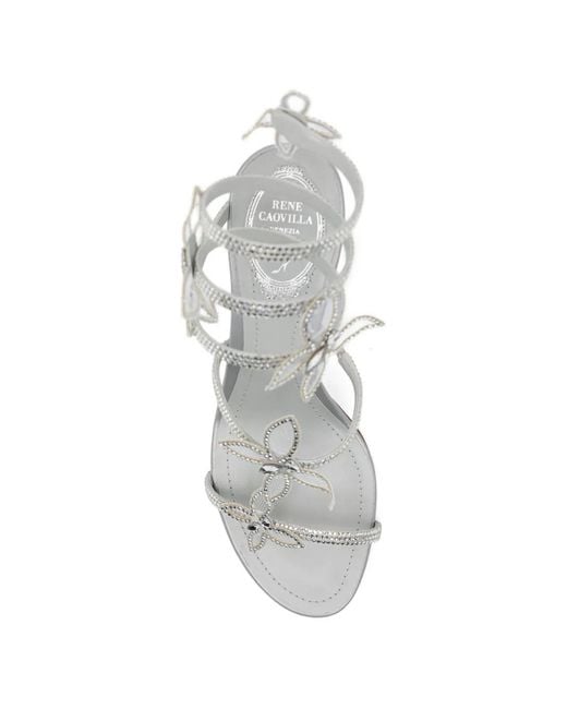 Rene Caovilla White 80Mm Crystal-Embellished Sandals