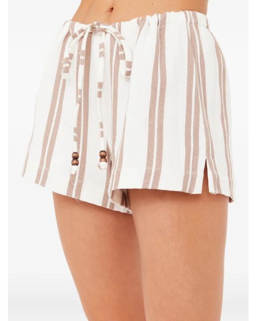 The Upside White Baja Elias Striped Shorts