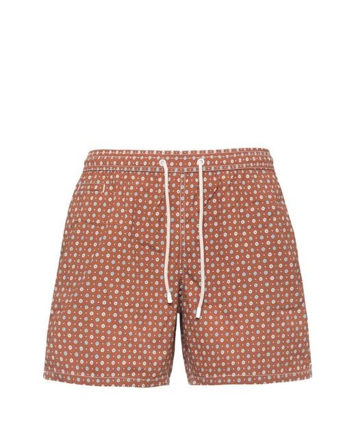 Mc2 Saint Barth Red Short De Bain Fleuri À Lien De Resserrage for men
