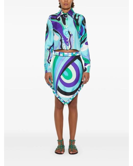 Emilio Pucci アブストラクトパターン ミニスカート Blue