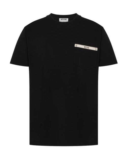 Moschino Black Short-Sleeve T-Shirt With Contrasting Pocket Detail for men