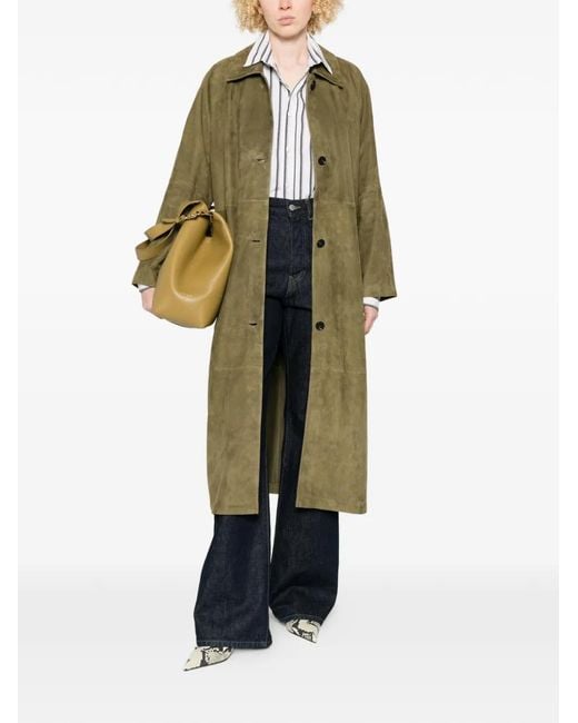 Arma Green Judy Button Suede Coat