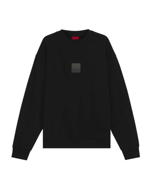 HUGO Black Logo-Print Sweatshirt for men