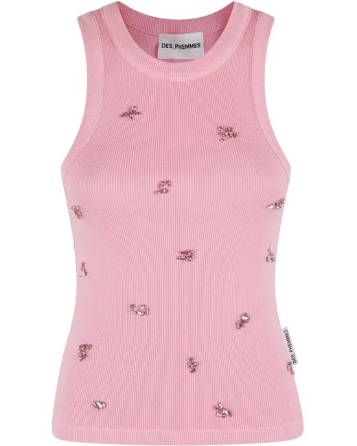 Des Phemmes ビジュートリム タンクトップ Pink