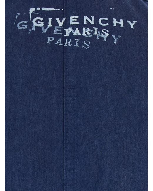 Givenchy Blue Logo-Print Short-Sleeve Shirt for men