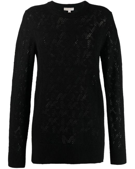 MICHAEL Michael Kors Black Logo-Knit Long-Sleeve Jumper