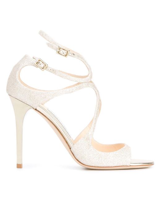 Jimmy Choo Platinum Ice Lang 100 Leather Sandals - Save 56% - Lyst