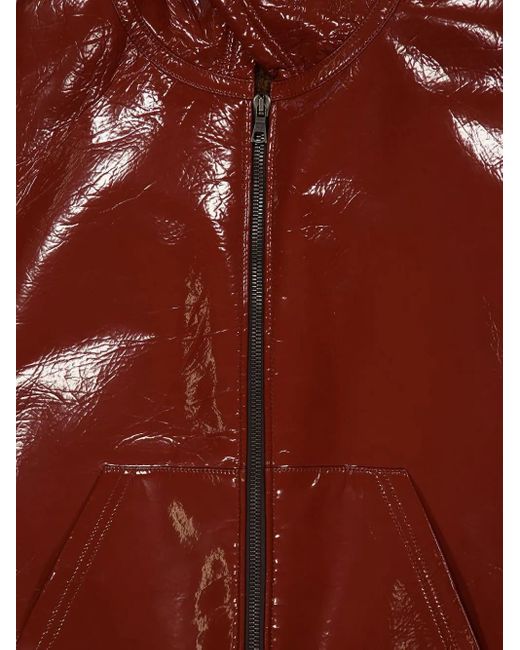 Palm Angels Red Zip Leather Jacket for men