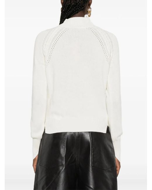 Ermanno Scervino White Lace-Insert Cable-Knit Sweater