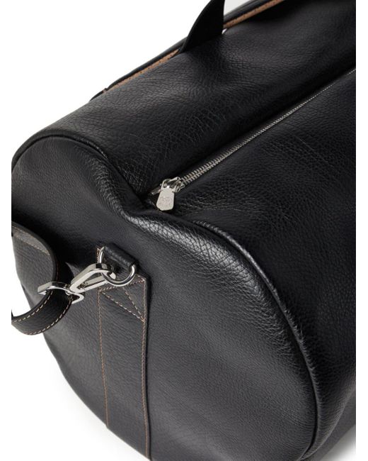 Brunello Cucinelli Logo-stamp Leather Holdall in Black for Men | Lyst