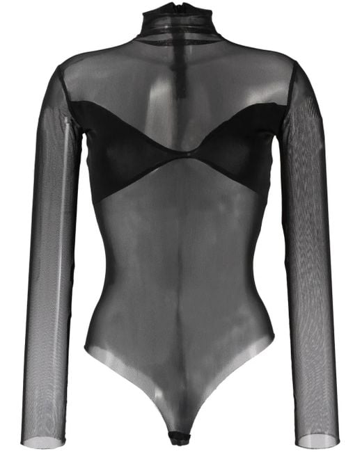 Atu Body Couture Black Panelled Mesh Bodysuit