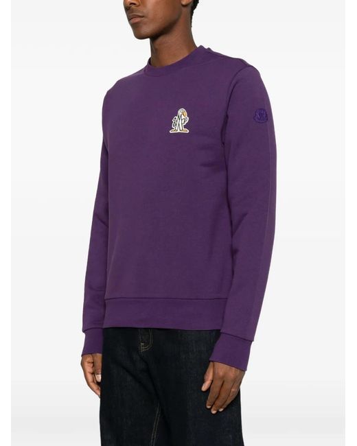 Moncler Purple Logo-Patch Sweater for men