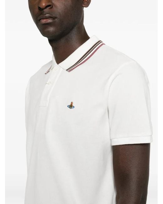 Vivienne Westwood White Polo À Col Rayé for men