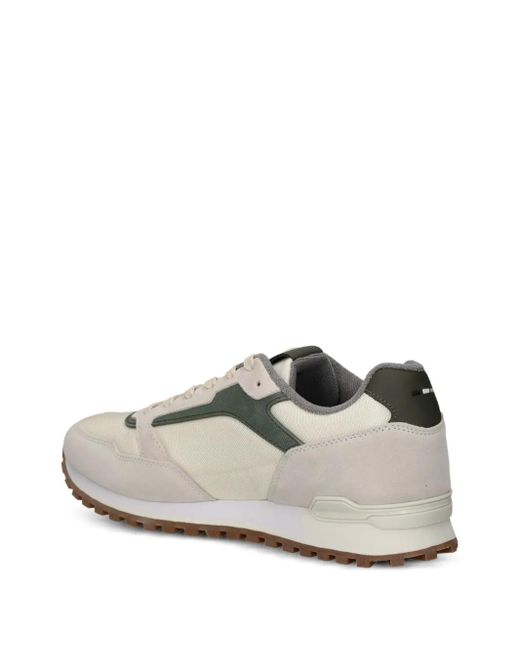 Boss White Suede Panel Sneakers for men