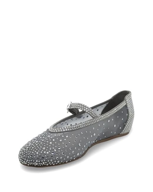 Le Silla Gray Gilda Crystal-Embellished Mesh Ballet Flats