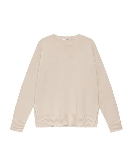 Maliparmi Geribbelde Sweater in het Natural