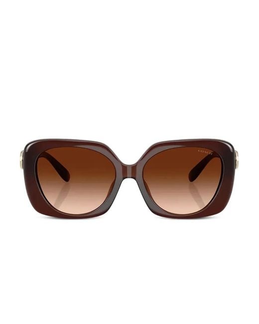 COACH Brown Logo-Plaque Square Sunglasses