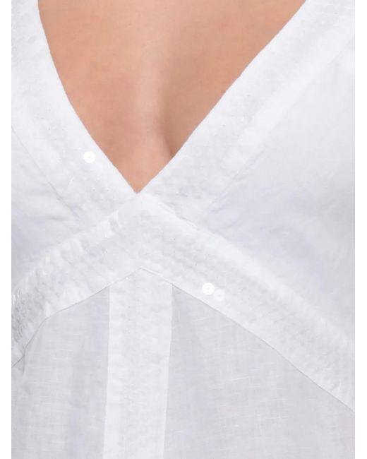 120% Lino White Sequin-Embellished Sleeveless Midi Dress
