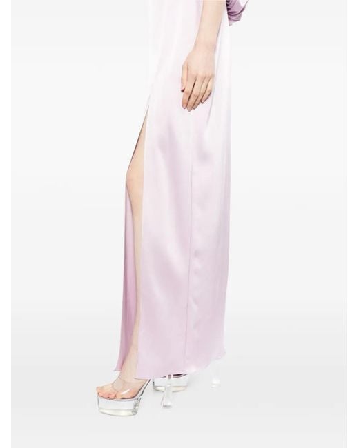 Amsale Pink Column Cape Maxi Dress