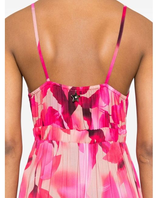 Liu Jo Pink Floral-print V-neck Dress