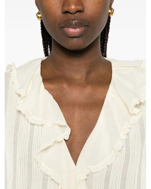 Doen White Henri Ruffled Blouse